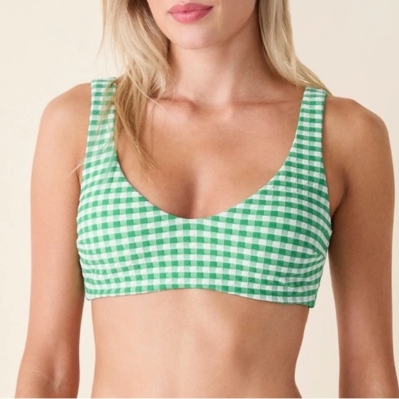 Andie NWT Delray Green Gingham Bikini Top 90’s The High Rise Bikini Bottoms Sz L - Picture 3 of 16